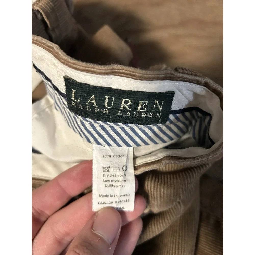 Lauren Ralph Lauren Corduroy Pants Men's 40x31 Brown Tan Western Office Straight